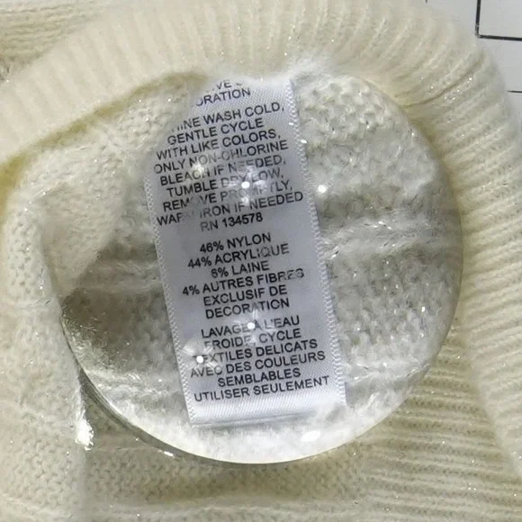 Vineyard Vines Sweater Women's Size XS Ivory Cable Knit Metallic Crew Neck - Picture 6 of 8